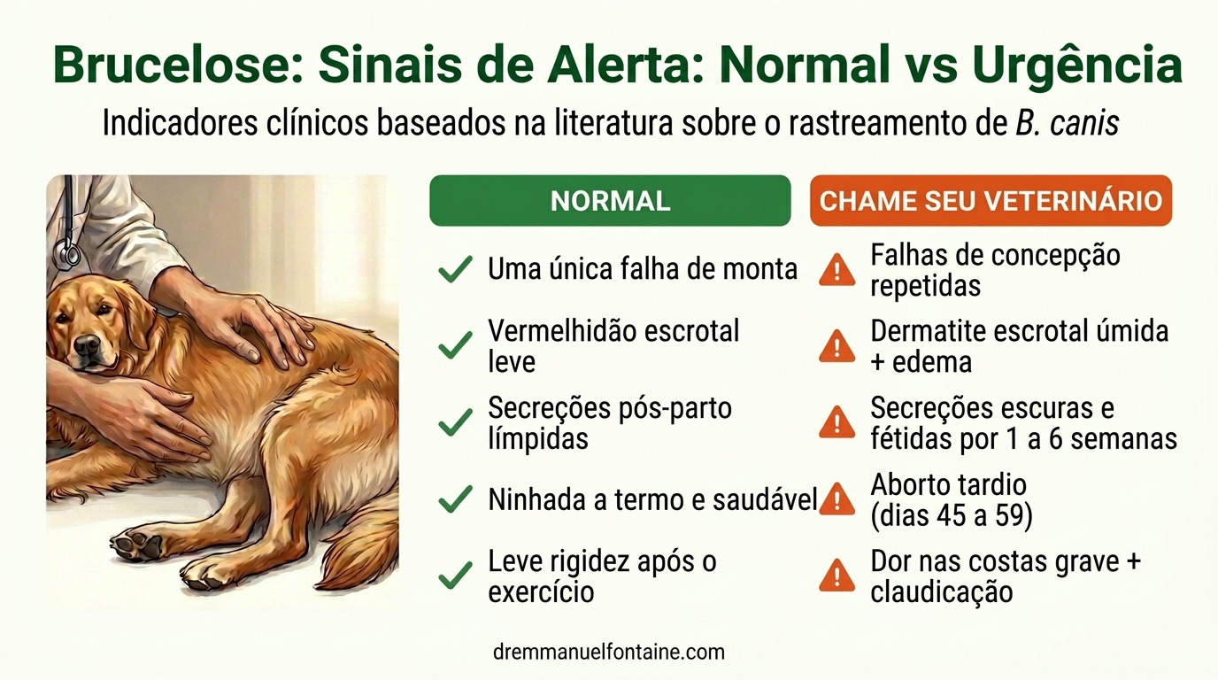 Sinais de alerta de brucelose canina: normal vs emergência - Dr. Emmanuel Fontaine