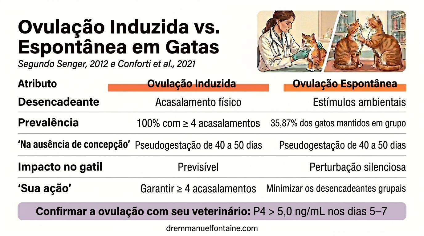 Ciclo estral gata ovulação induzida vs espontânea infográfico