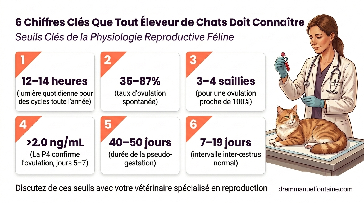 Cycle oestral chatte 6 chiffres fertilité éleveur infographie