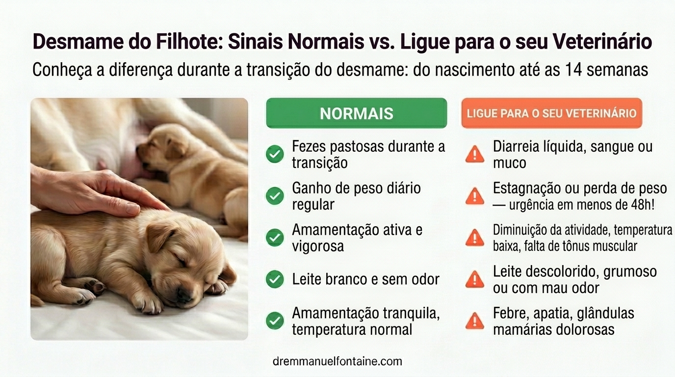Desmame do filhote - normal vs consulta veterinária