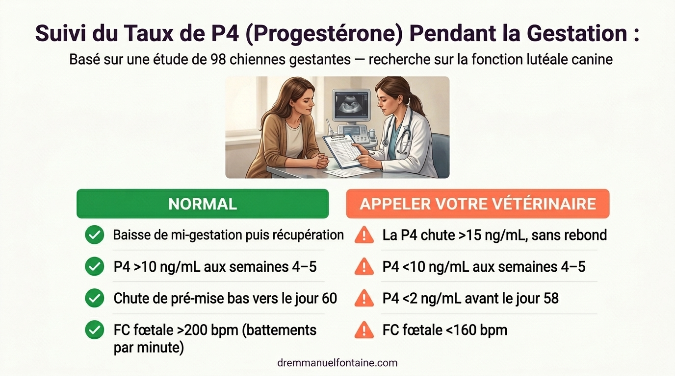 Jalons de progestérone - feuille de suivi d'ovulation canine