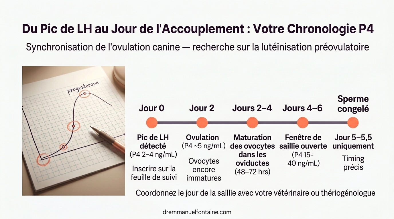 Pic de LH et chronologie de saillie - feuille de suivi d'ovulation