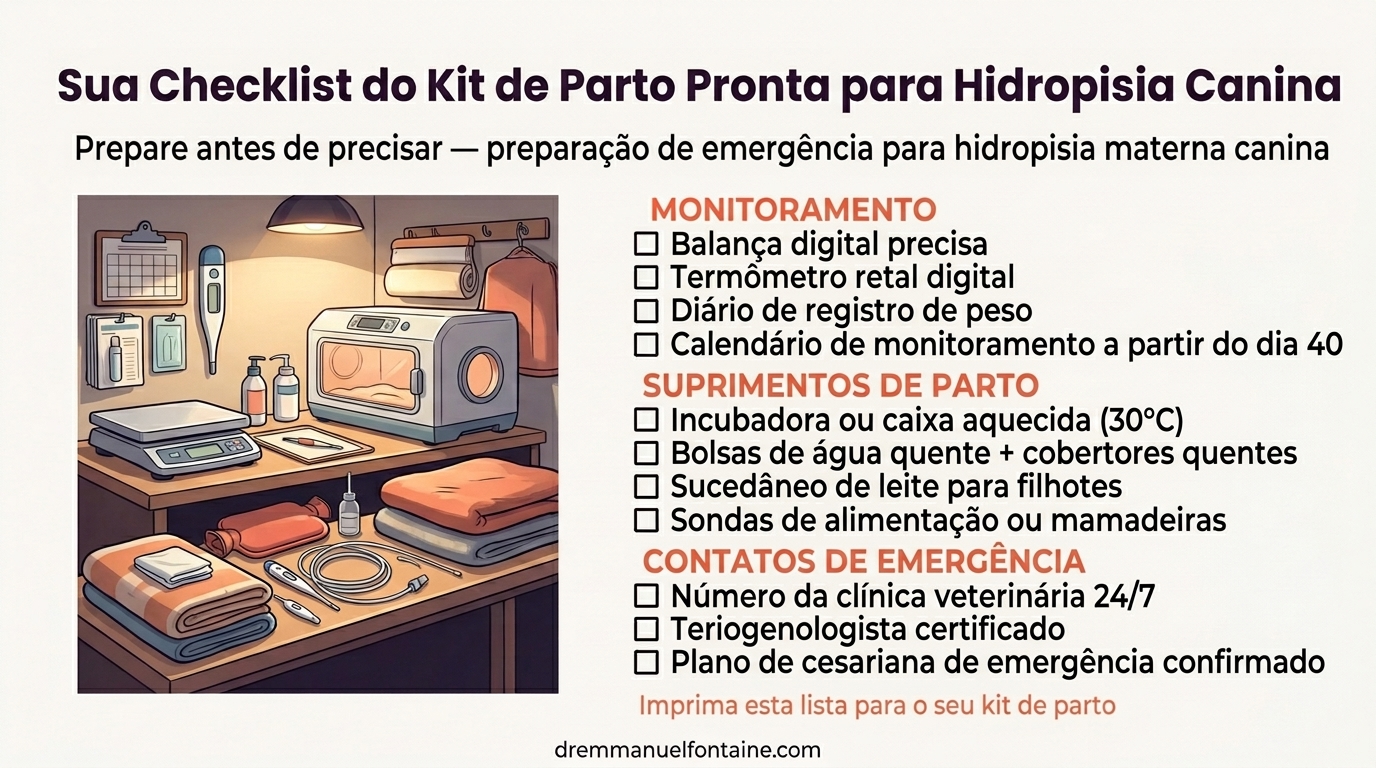 Infográfico comparando hidrallantois vs hidrâmnio em cadelas gestantes — dois tipos de hidrops materno canino