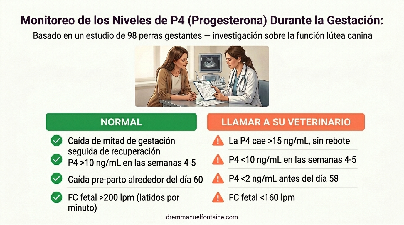 Hitos de progesterona - hoja de seguimiento de ovulación canina