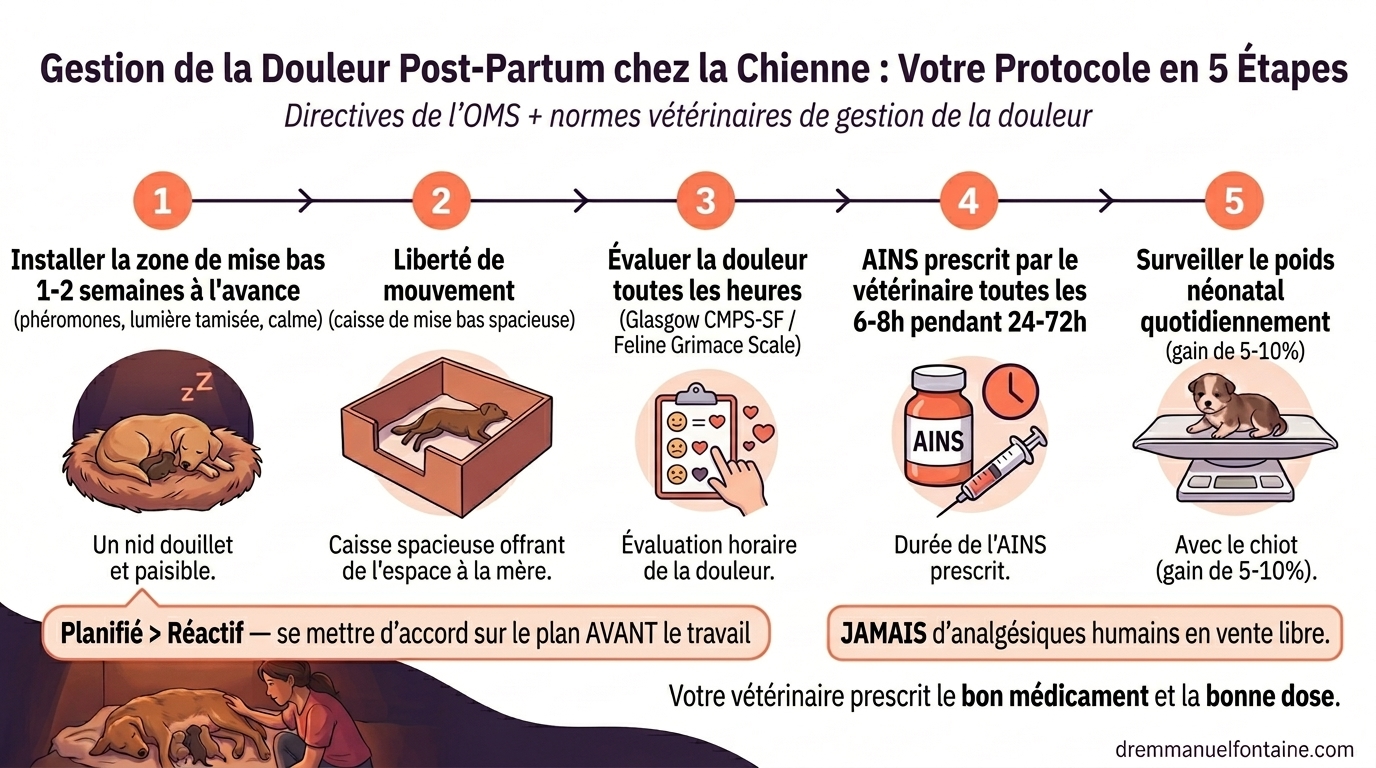 Protocole postpartum 5 étapes - Gestion de la douleur de mise bas