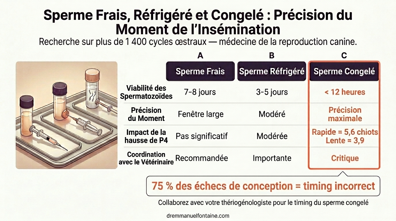 Comparaison des types de semence pour la saillie canine