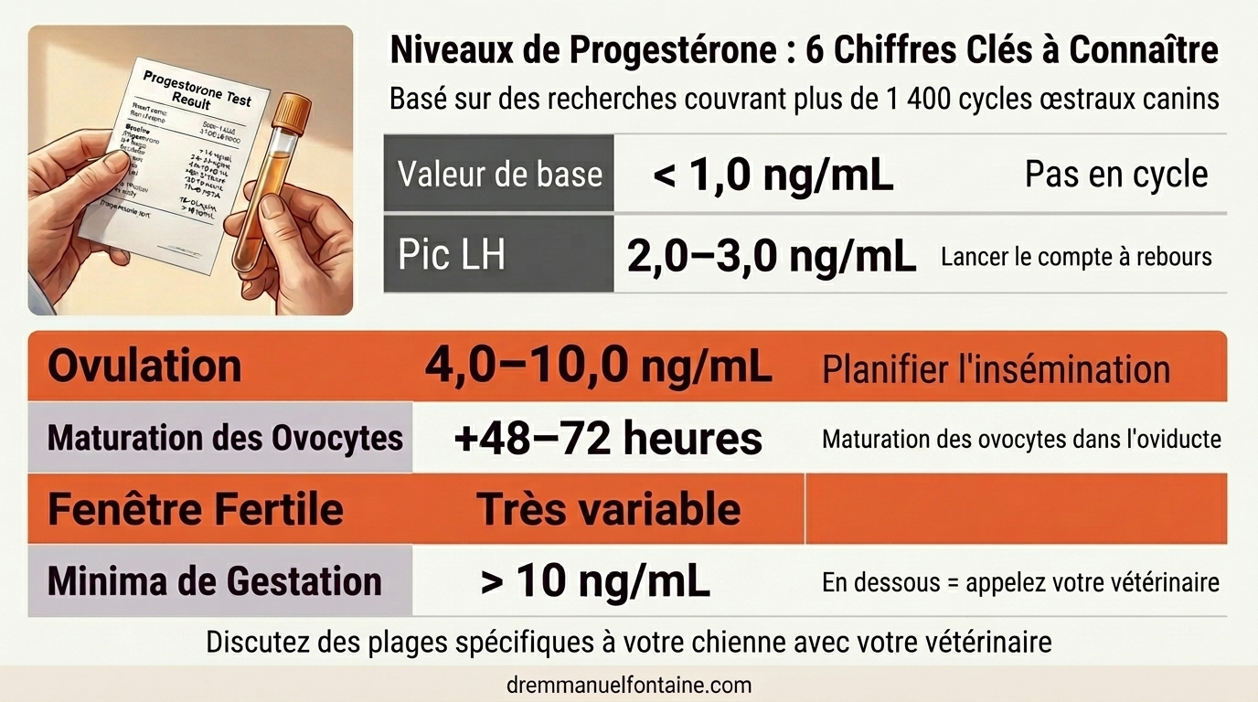 Niveaux de progestérone de référence pour le timing d'ovulation canine