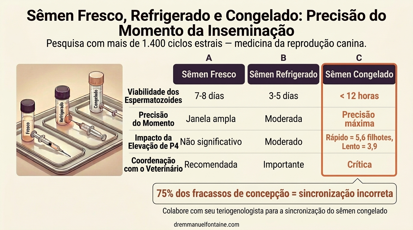 Comparação de tipos de sêmen para a monta canina