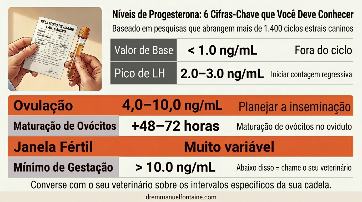 Níveis de progesterona de referência para o timing de ovulação canina