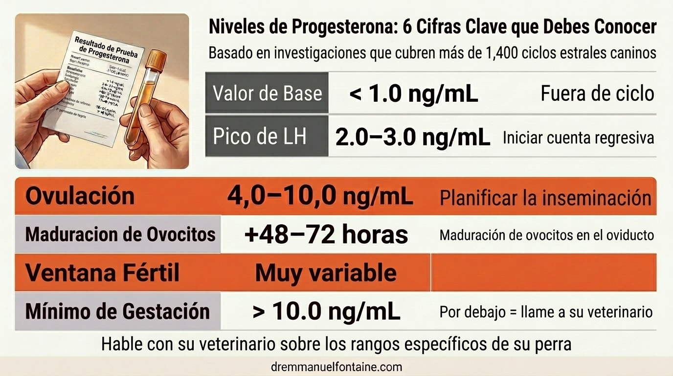 Niveles de progesterona de referencia para el timing de ovulación canina