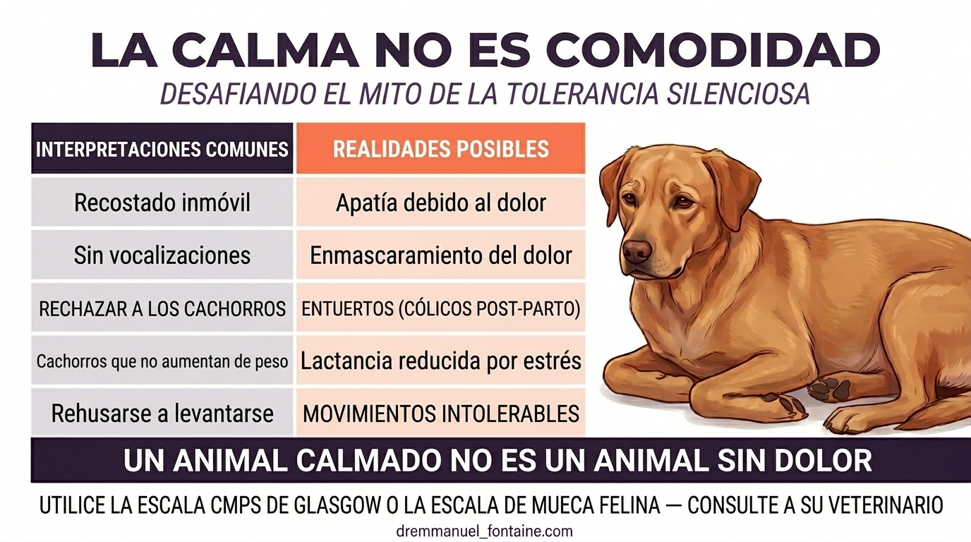 Dolor de parto canino controlado vs no controlado - Infografía comparativa