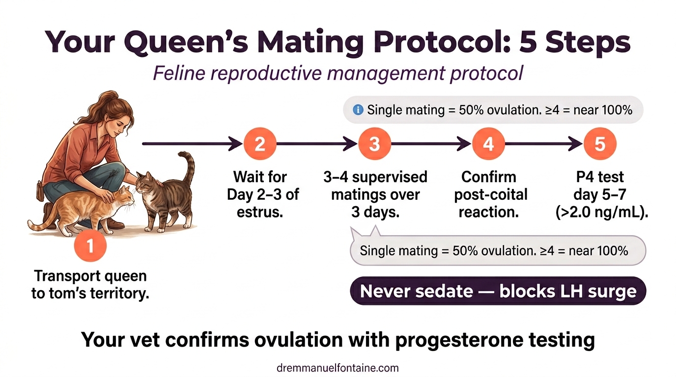 Queen estrus mating protocol 5 steps infographic