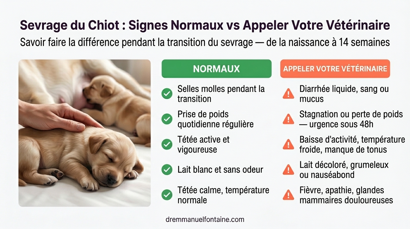 Sevrage du chiot - normal vs consultation vétérinaire