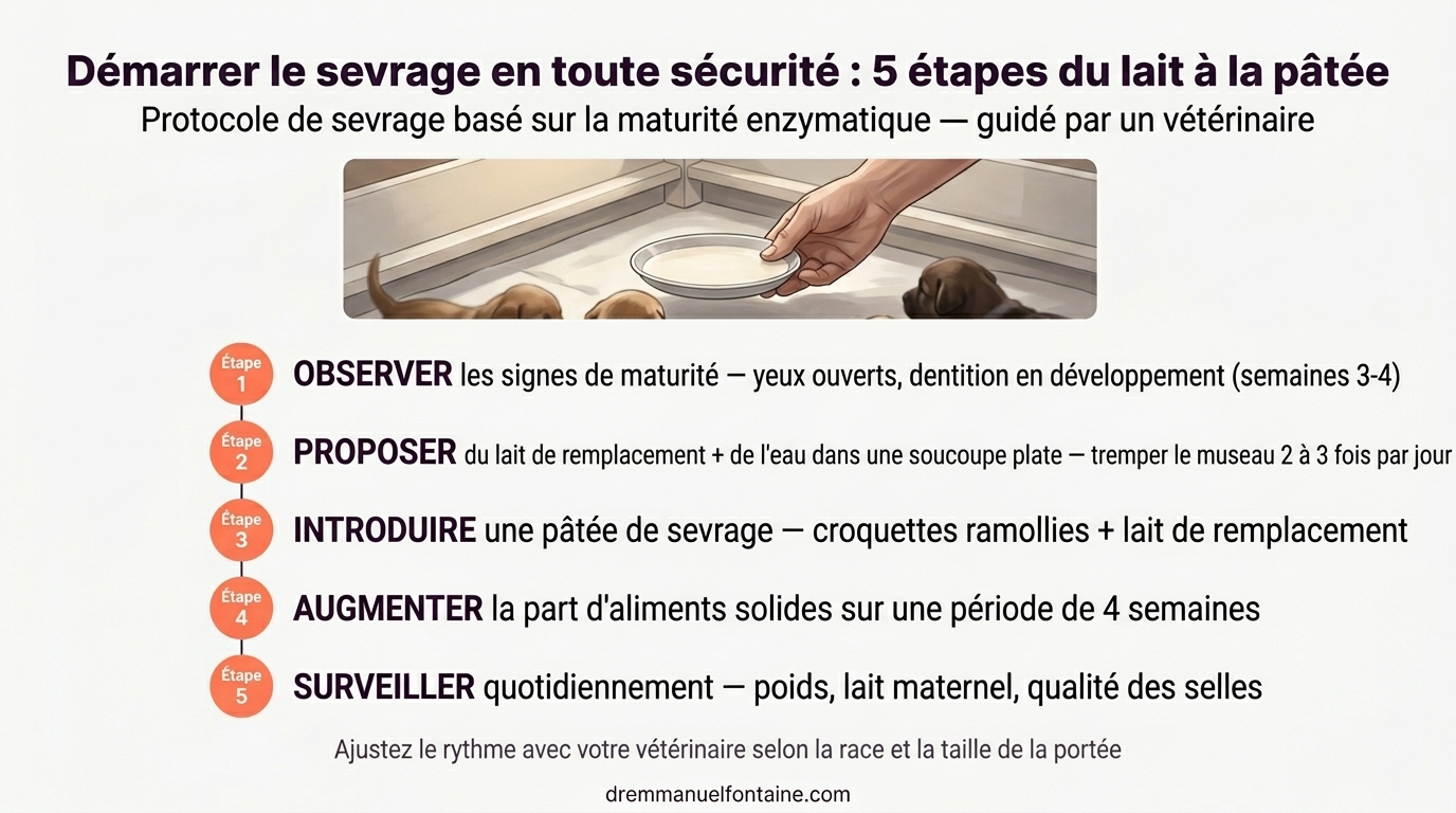 Protocole de sevrage du chiot - du lait vers la bouillie