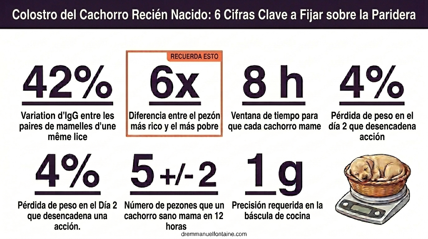 Calostro del cachorro recién nacido: 6 cifras para fijar sobre la caja de partos