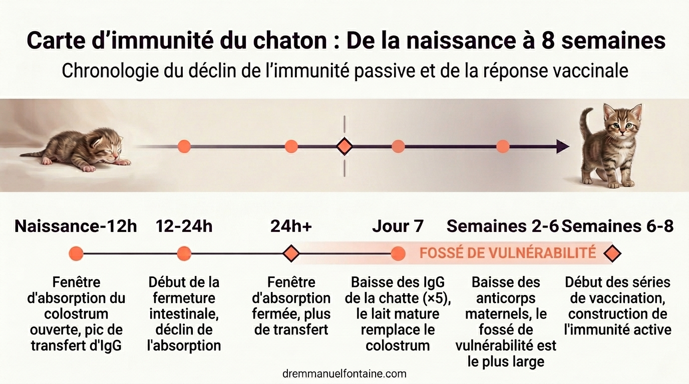 Carte de l'immunité du chaton de la naissance à 8 semaines infographie