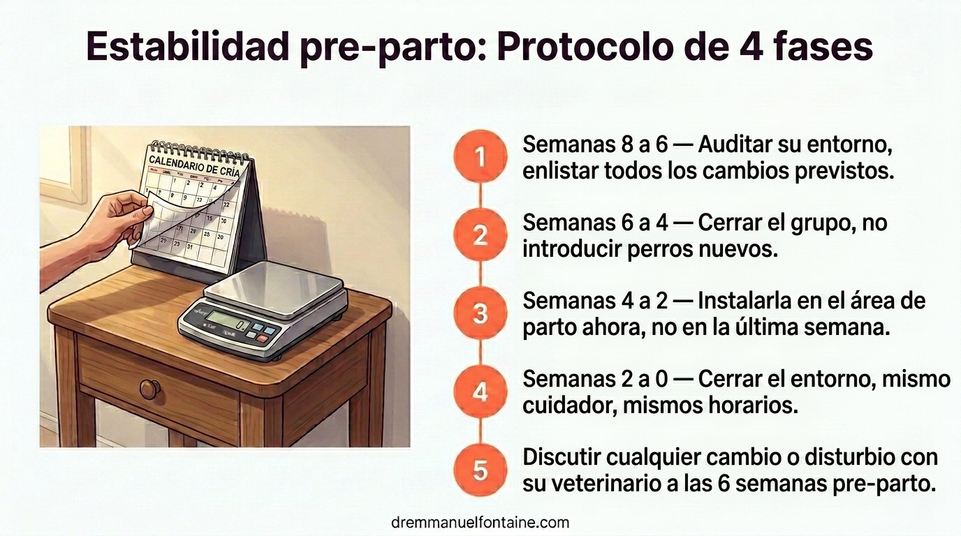 Estabilidad pre-parto: Protocolo de 4 fases - Infografía