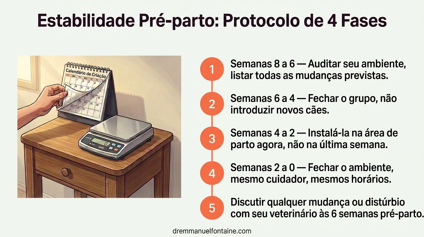 Estabilidade pré-parto: Protocolo de 4 fases - Infográfico