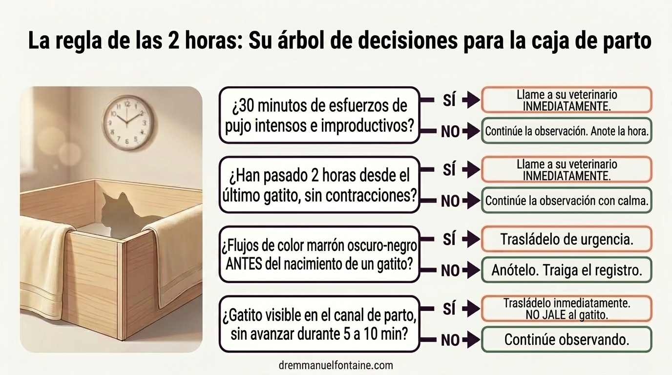 Regla de las 2 horas: arbol de decision - Distocia felina