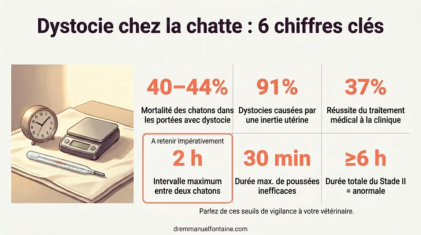 Dystocie feline: 6 chiffres a connaitre - Infographie du Dr Emmanuel Fontaine