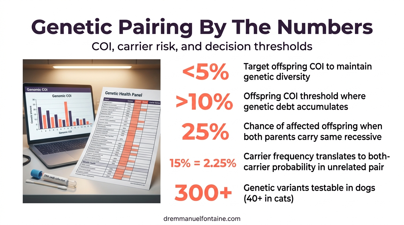 Genomic COI and carrier risk thresholds infographic