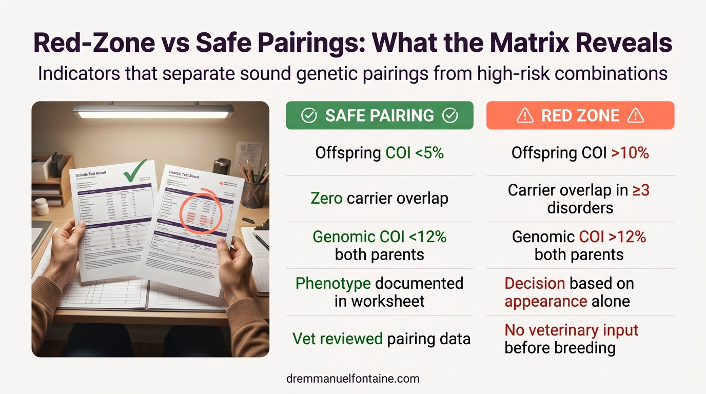 Safe zone versus red zone indicators for genetic pairings infographic