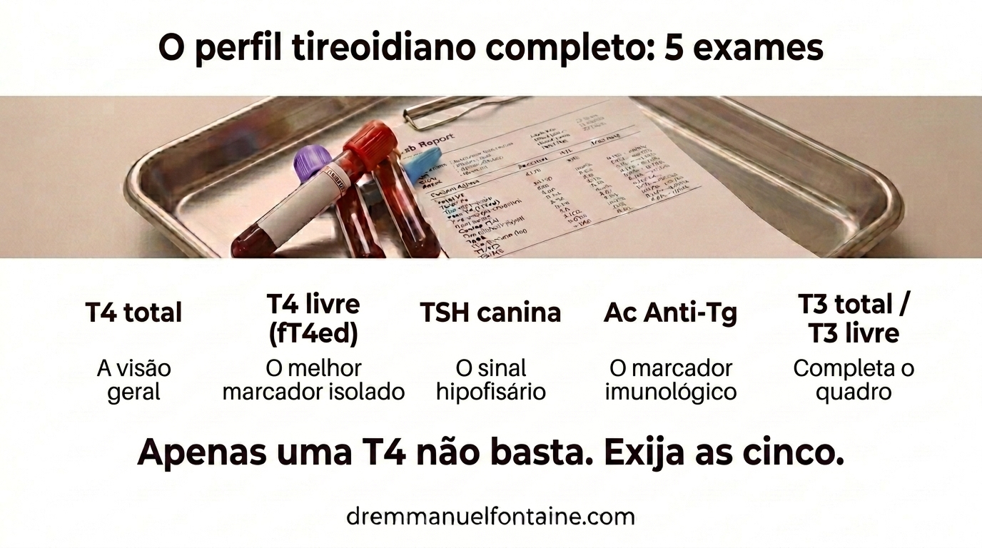 Painel completo de tireoide cinco exames para cães reprodutores