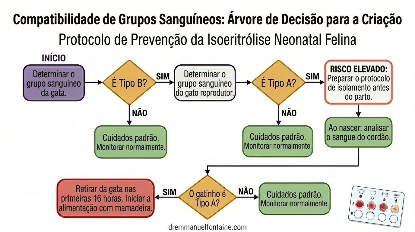 Arvore de decisao de tipos sanguineos felinos para prevencao de isoeritrolise neonatal