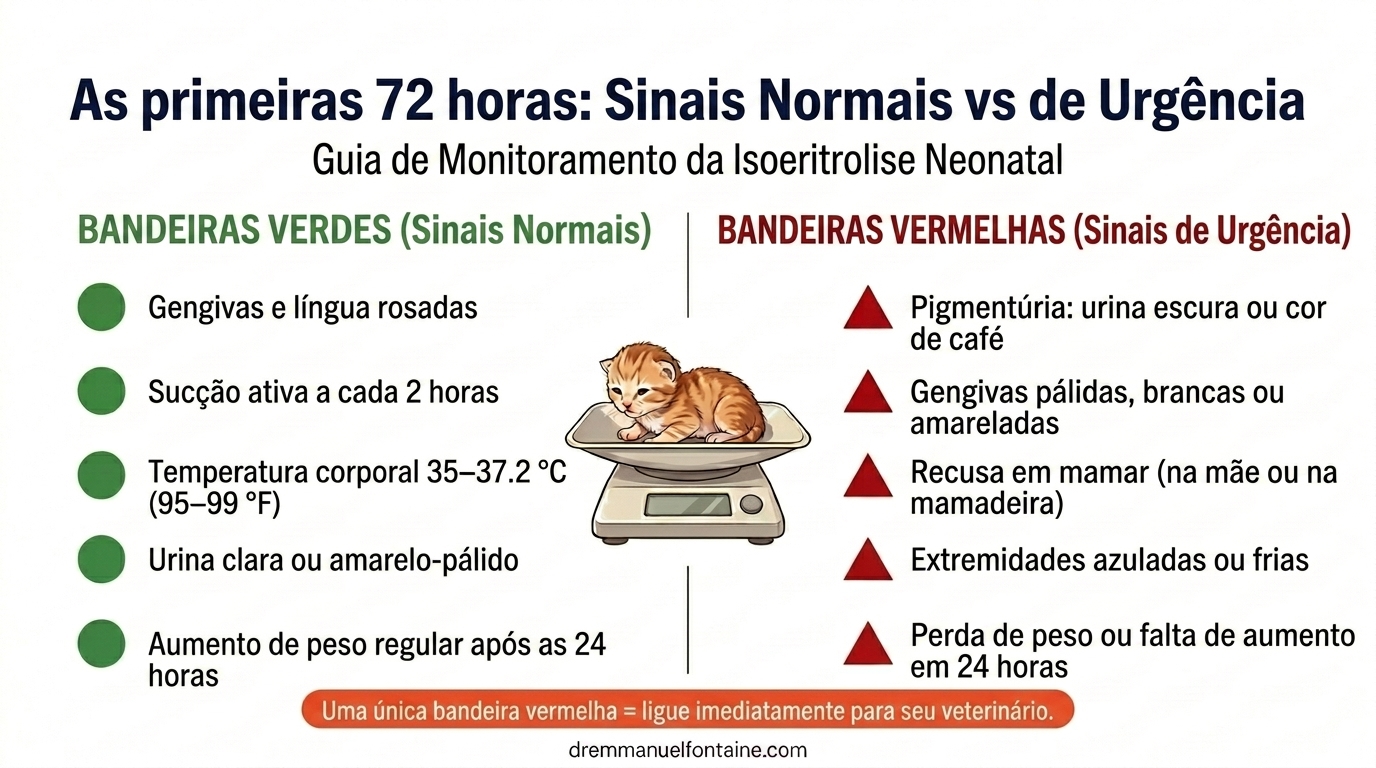 Sinais normais versus sinais de emergencia em gatinhos neonatais