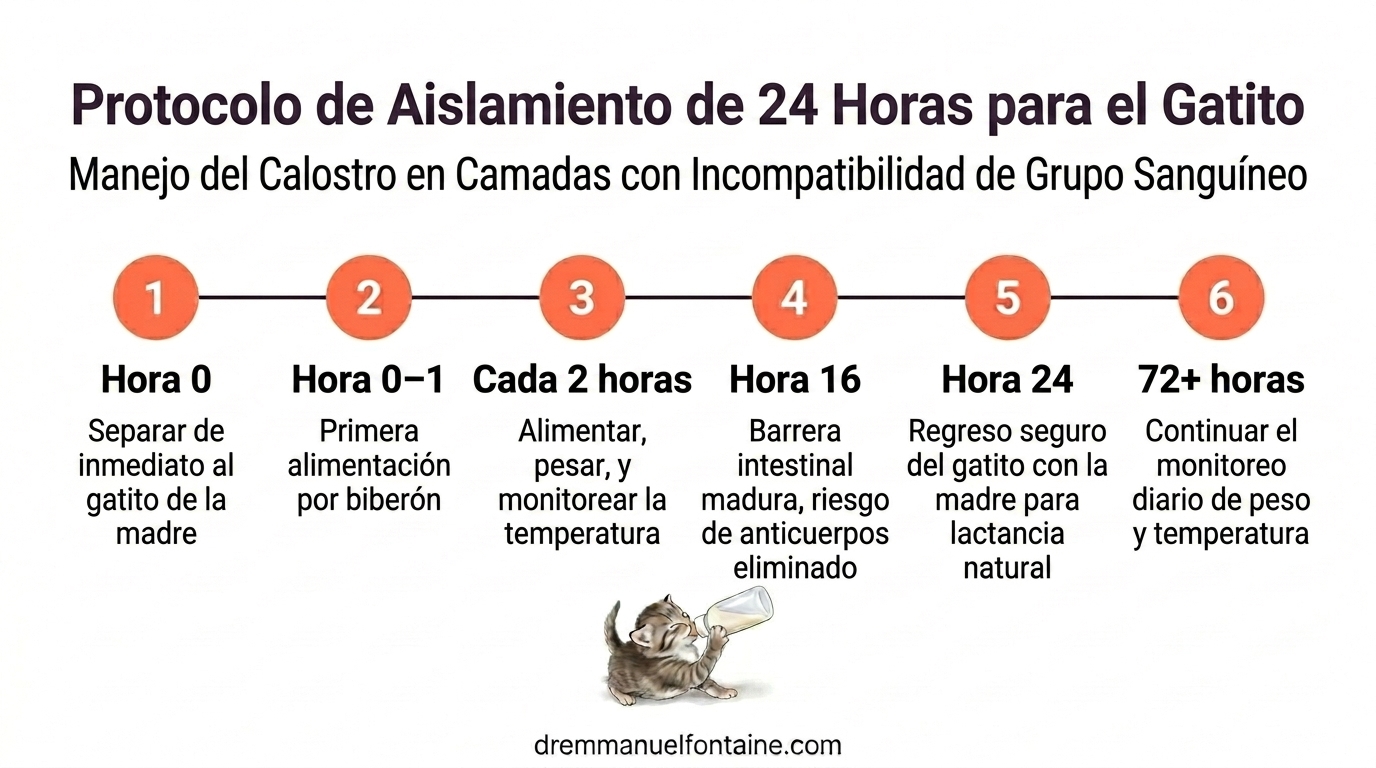 Protocolo de aislamiento del calostro de 24 horas para gatitos en riesgo