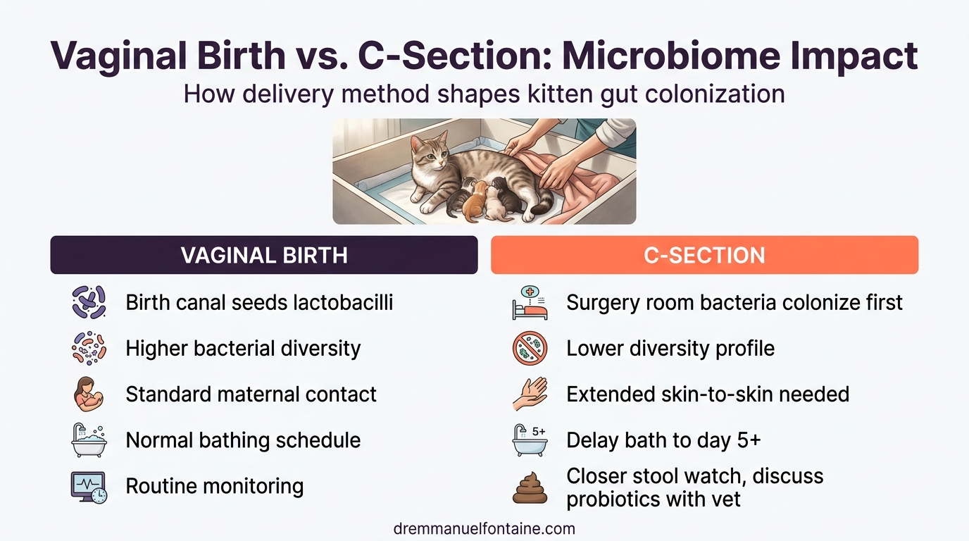 Vaginal birth vs C-section microbiome comparison infographic