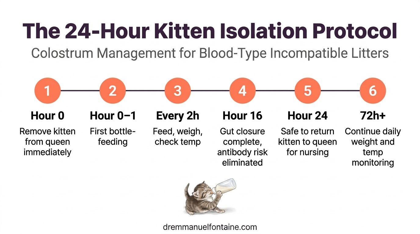 24-hour colostrum isolation protocol for at-risk kittens