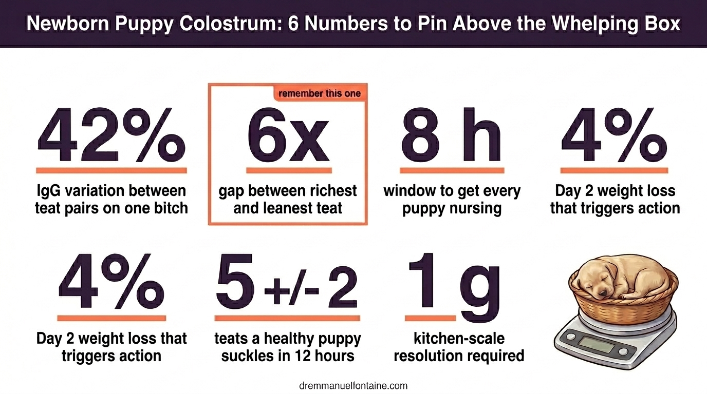 Newborn Puppy Colostrum: 6 Numbers to Pin Above the Whelping Box