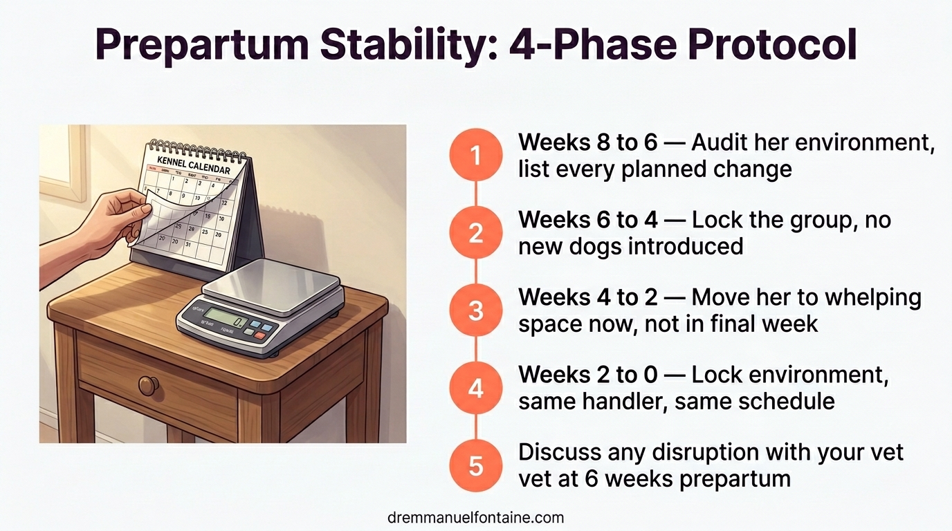 Prepartum Stability: 4-Phase Protocol Infographic