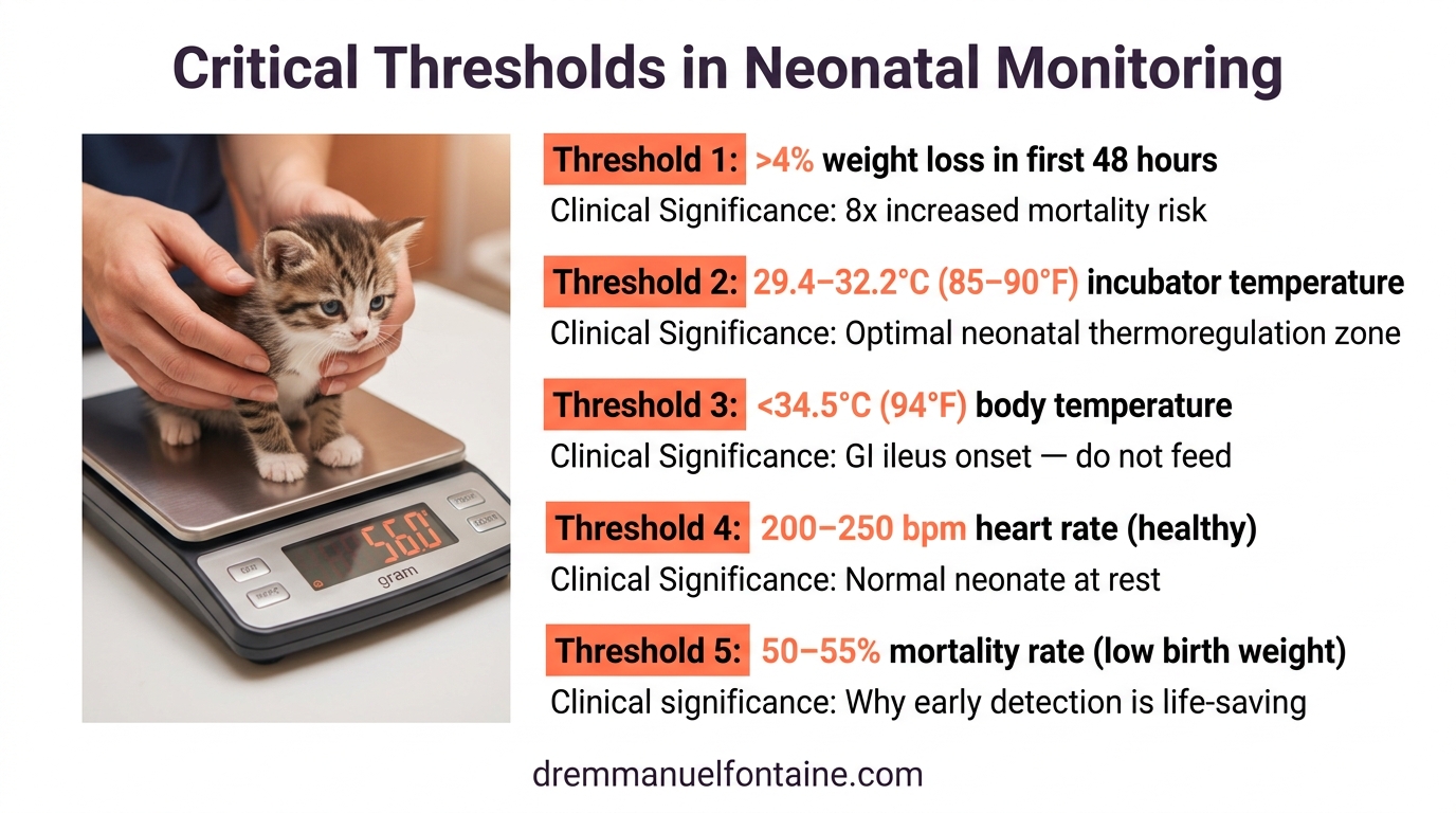 Puppy Growth Chart Critical Thresholds - Neonatal Weight Monitoring Infographic