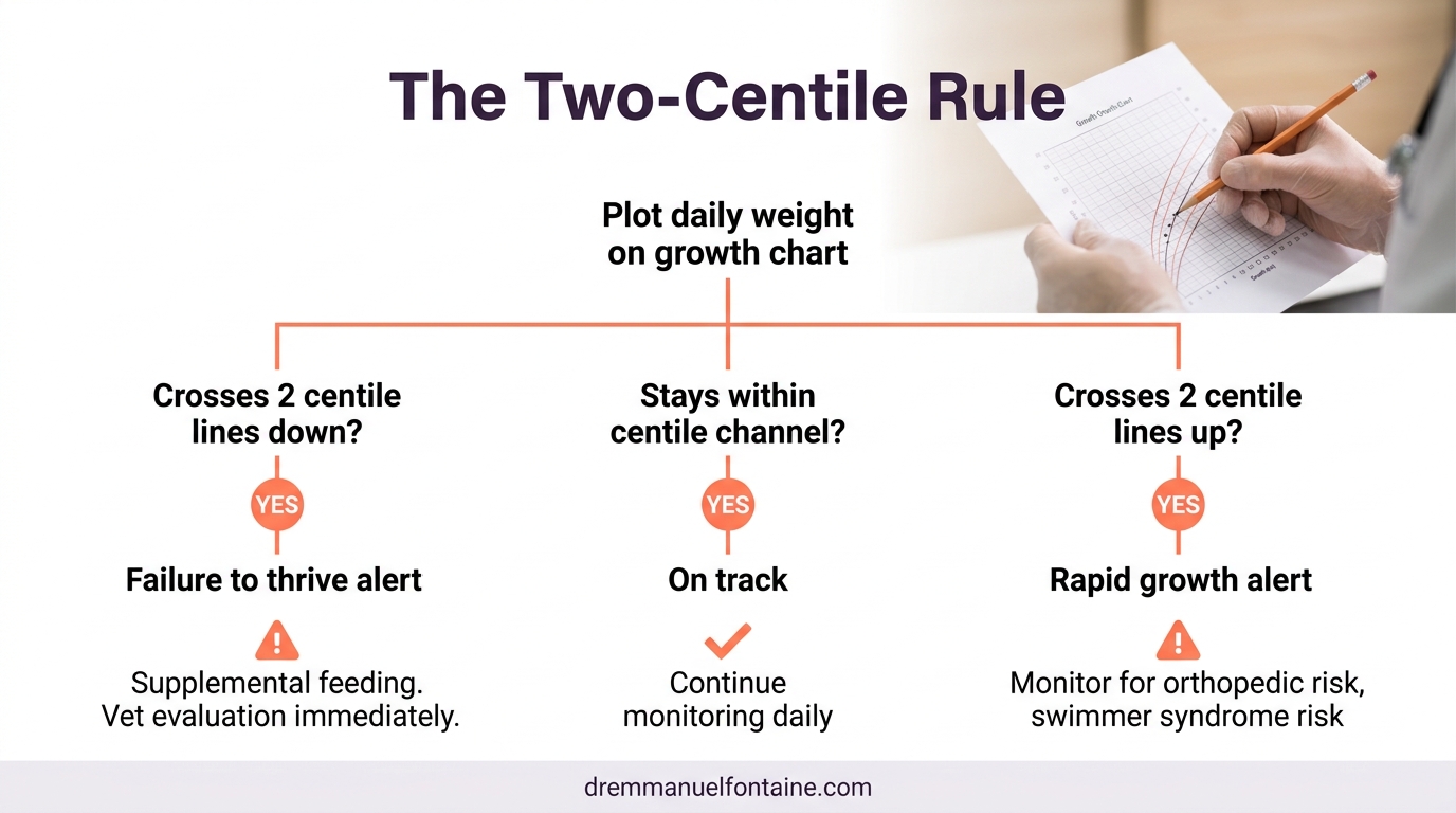 Puppy Growth Chart Decision Tree - When to Intervene Infographic
