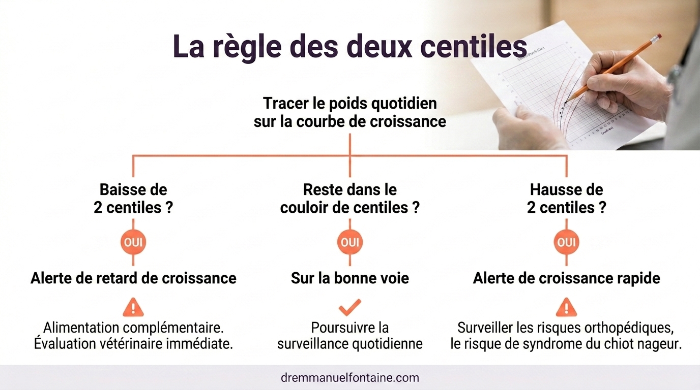Courbe de Croissance Chiot Arbre de Decision - Quand Intervenir Infographie