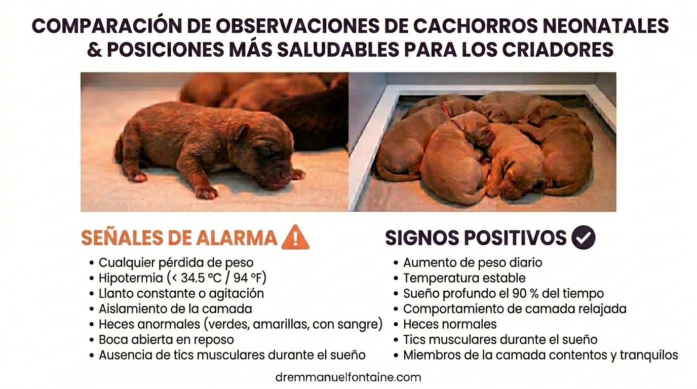 Curva de Crecimiento Cachorro Banderas Rojas y Verdes - Monitoreo Crecimiento Neonatal Infografia