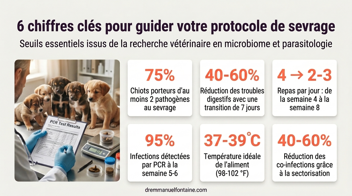 Infographie 6 chiffres clés protocole sevrage chiot
