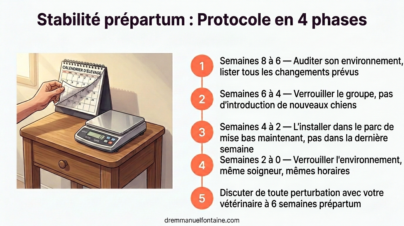 Stabilité prépartum : Protocole en 4 phases - Infographie