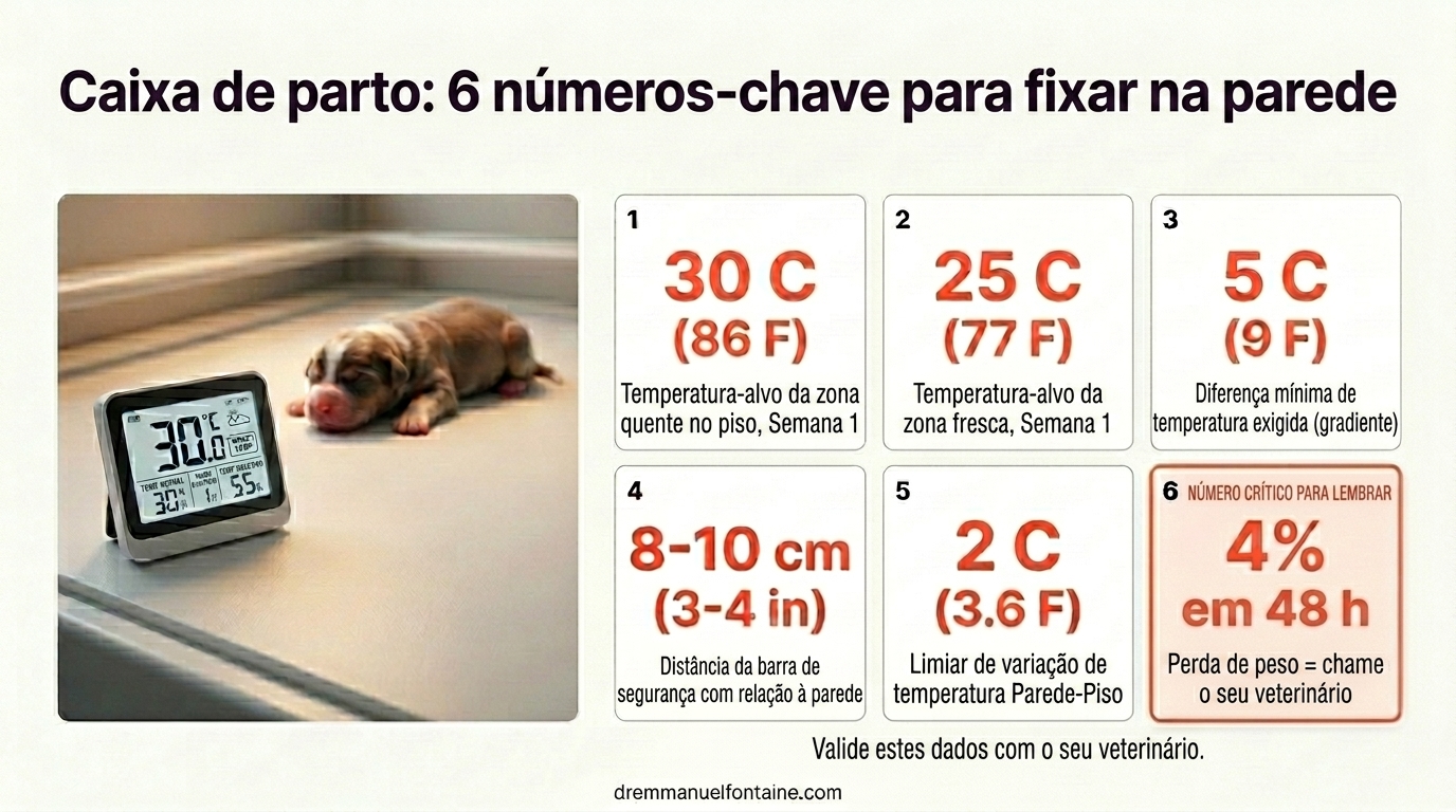 Seis números essenciais da caixa de parto para fixar na parede como referência clínica