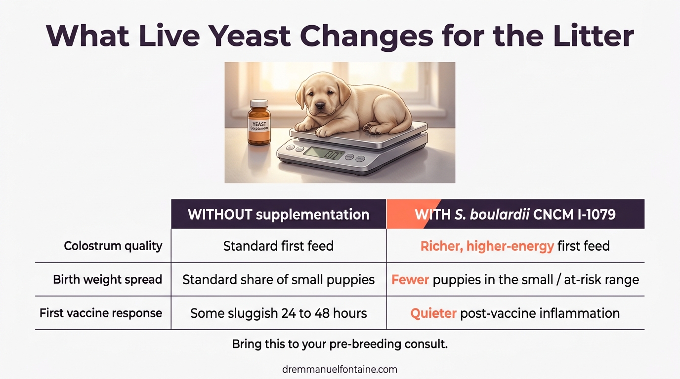 Maternal Live Yeast: Side-by-side changes for the litter infographic