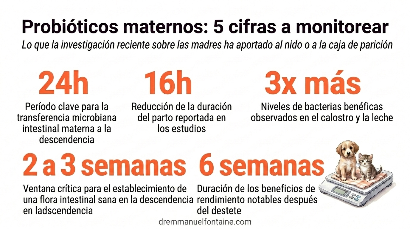 Cinco cifras clave sobre probióticos maternos en cerdas para criadores de perros y gatos