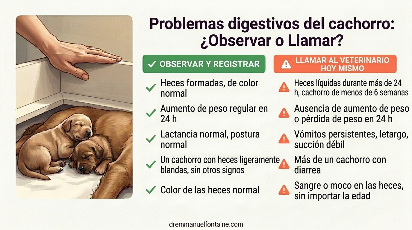 Vigilar o llamar al veterinario infografía
