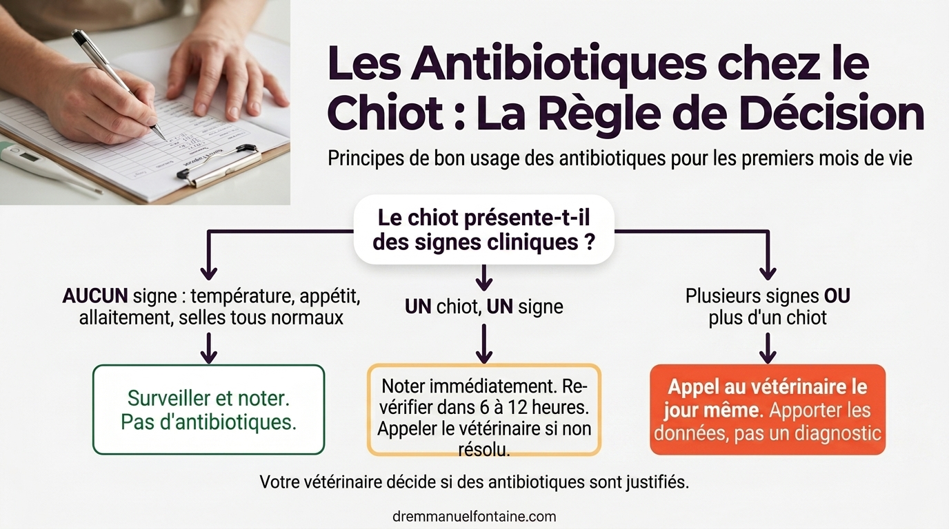 Règle des antibiotiques chez le chiot infographie