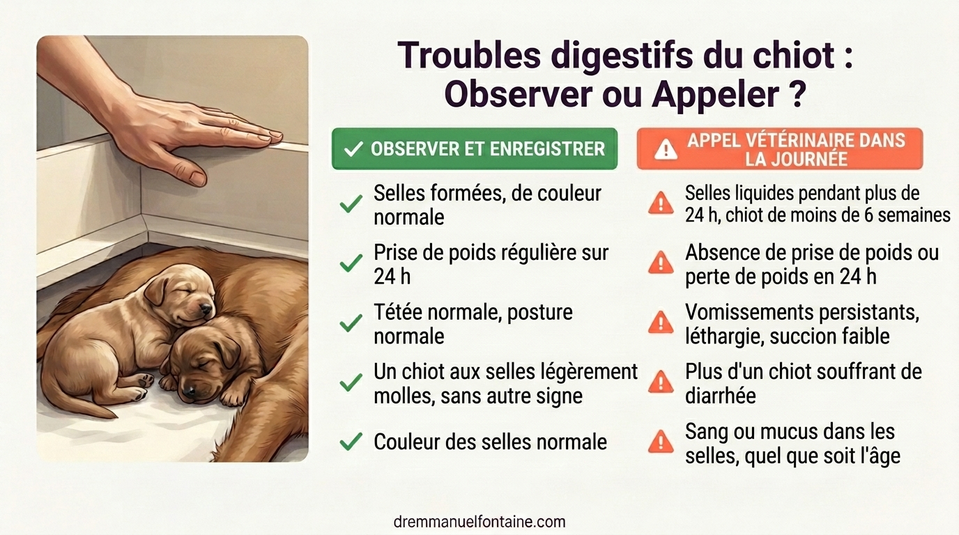 Surveiller ou appeler le vétérinaire infographie