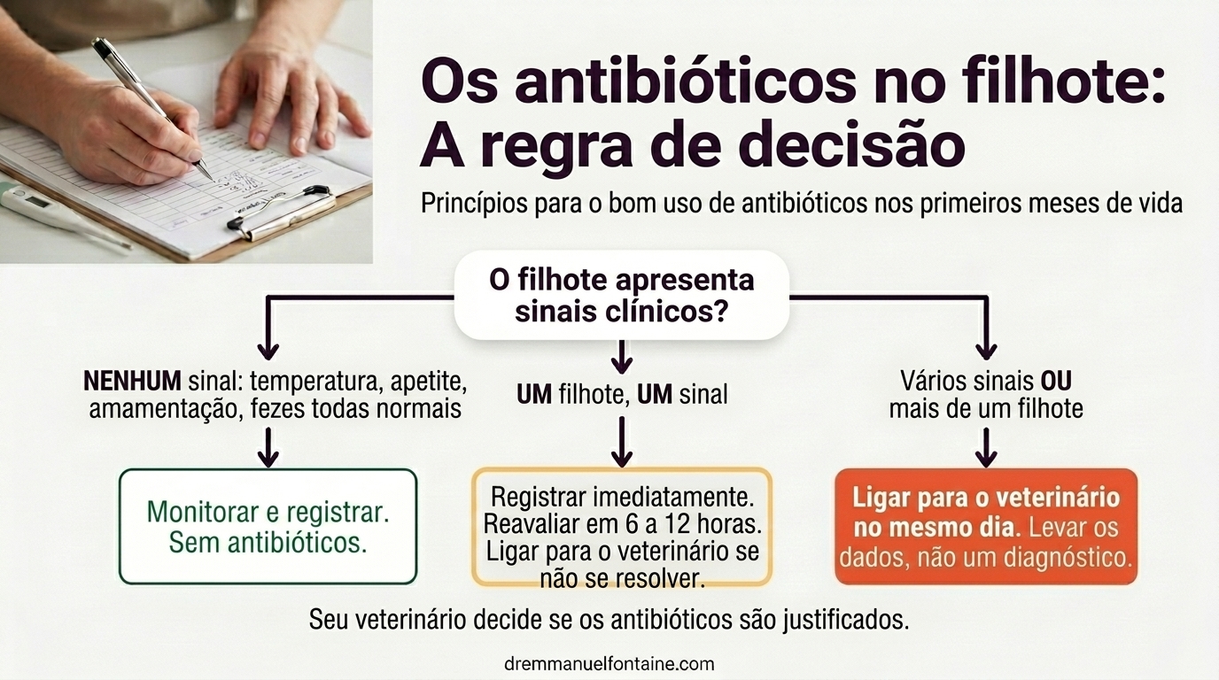 Regra dos antibióticos em filhotes infográfico