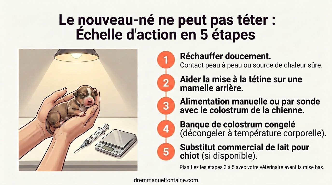 Infographie échelle d'action quand un nouveau-né ne peut pas téter