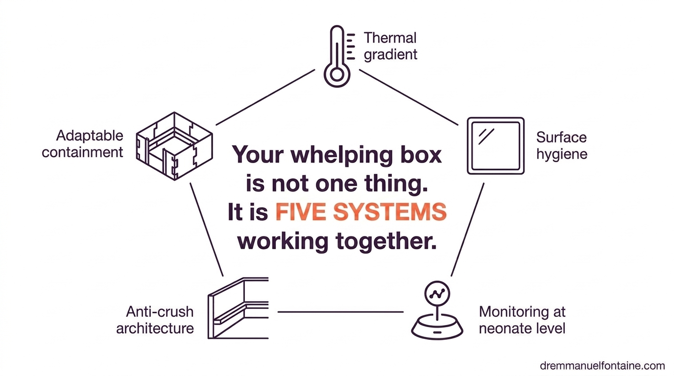 How EZwhelp engineers the five whelping-box systems into one frame