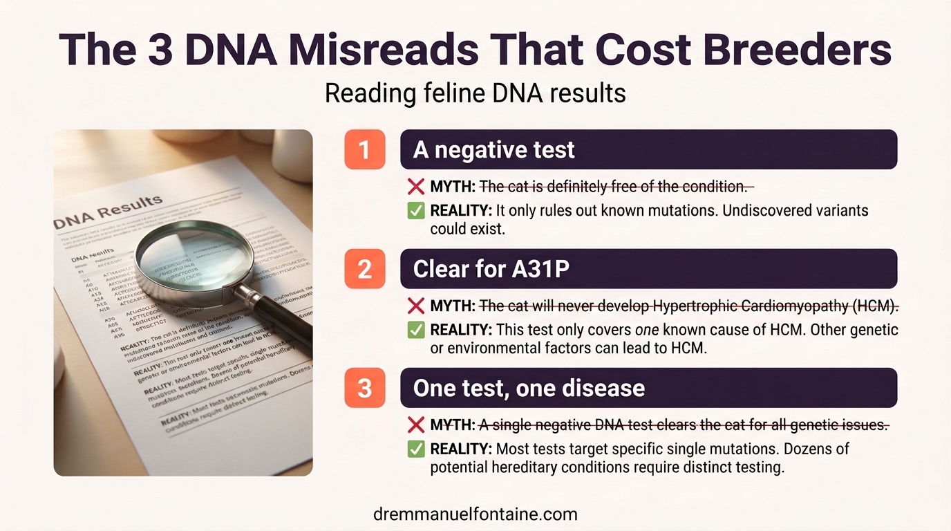 Three common cat DNA test misreads infographic